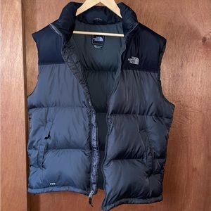 The North Face Nuptse 700 Down Vest Black Grey XL Jacket 90s Puffer Jacket